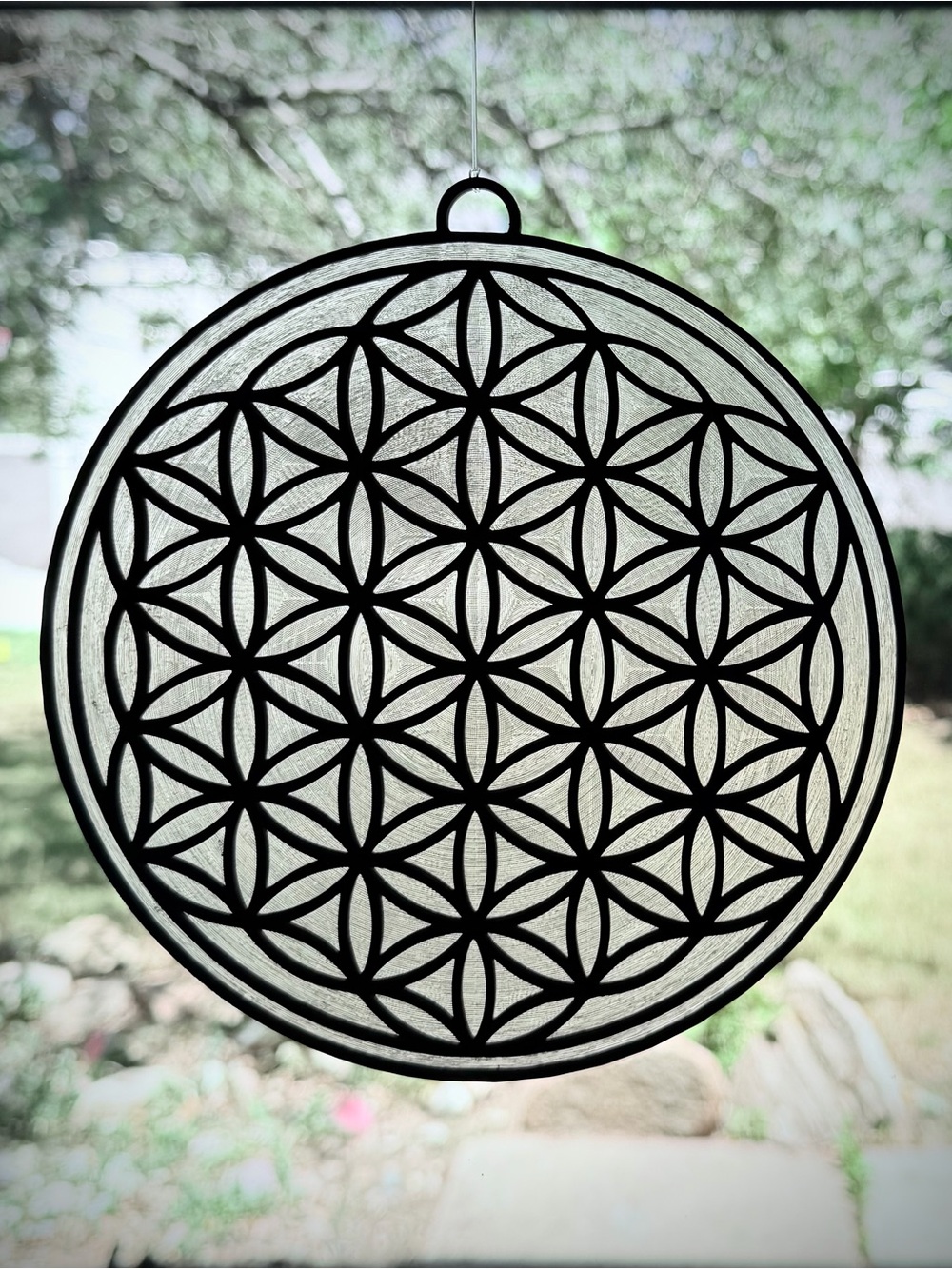 Flower of Life Sacred Geometry Suncatcher, Color Your Own Stained Glass Decor